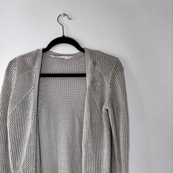 Athleta Open Knit Cardigan Light Grey Size XS Athleisure Women's Cotton Nylon - Picture 14 of 14